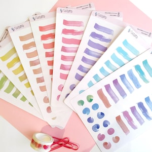 Adesivi per Agende e Planner, Pennellate Acquerello, Etichette Funzionali, Sticker Decorativi