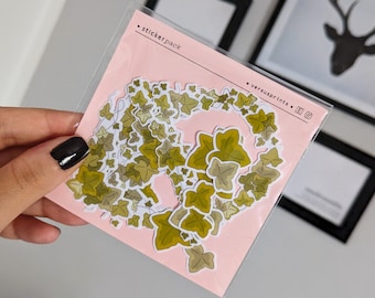 Transparent Ivy Stickers, Clear Nature Sticker Pack, Botanic Branches Frames, Decorative Die Cuts for Planners, Hand-Drawn Stickers