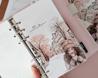 Hallo Winter-Planer Dashboard, gemütliche Ästhetik für A5, Personal, Pocket & Discbound Planner, laminierte dekorative Einlage