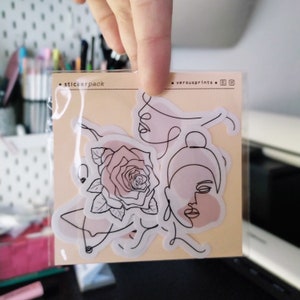 Set di Stickers Minimal Trasparenti per Planner e Agende, Decorazione Scrapbooking, Adesivi Line Art