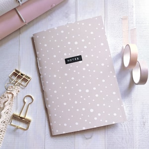 Quaderno Cucito a Mano, Motivo a Pois Color Tortora, 60 facciate, Fogli A Righe, Quadretti, Dots o Bianchi
