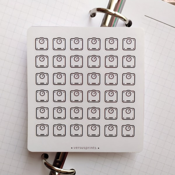 Clear Weight Scale Icon Stickers, Functional Planner Stickers, Set of 36 Frosted Minimal Mini Tracker Icons