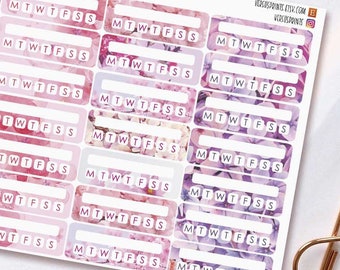 Adesivi per il monitoraggio dell'agenda, adesivi per le abitudini, adesivi funzionali settimanali, etichette floreali per l'agenda, accessori per l'agenda