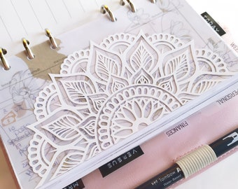Clear PVC Planner Dashboard, Transparent Mandala Insert for Ring and Discbound Planners, A5, Personal, A6, Pocket