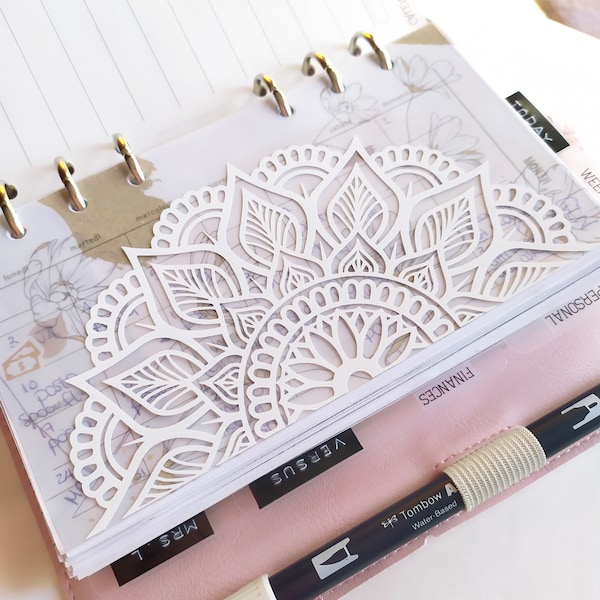Clear PVC Planner Dashboard, Transparent Mandala Insert for Ring and Discbound Planners, A5, Personal, A6, Pocket