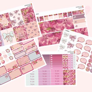 Weekly Planner Sticker Kit, 5 Sheets, Girly Floral Stickers, Watercolor Sticker Kit image 2