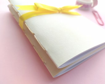 Hand-stitched Notebooks, 2-pack Journal Refills, 60 pages, Plain, Dotted, Lined or Grid Paper, Light Yellow Cover