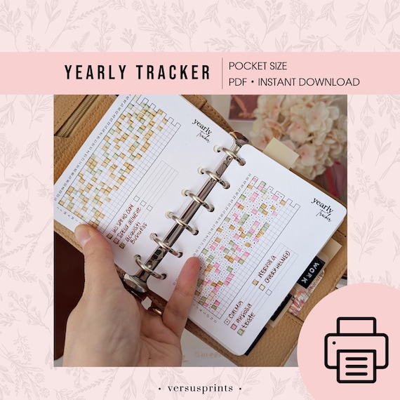 Yearly Habit or Mood Tracker, Printable Insert for Pocket Size Ring for Minimal Planner Setup for 2026
