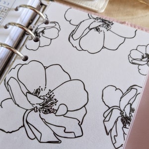 Planner Dashboard, Black and White Florals for A5, Personal, A6, Pocket & Discs Planners, Laminated Premium Paper, Minimal Style Insert image 2