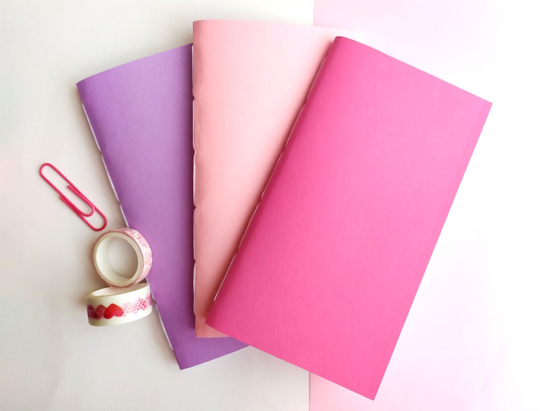 Notebook Ribbon Inserts 3-pack Notebook, Hand-stitched Journal Inserts, 60 Pages, Pink Tones ...