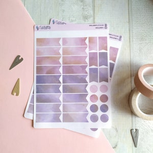 Etichette Basic Acquerello Tonalità Rosa, Set di Adesivi Funzionali per Agende, Flags e Dots