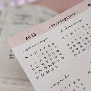 Adesivi Calendario 2025 per Planner e Agende, Mini Sticker 12 Mesi, Minimal e Funzionali