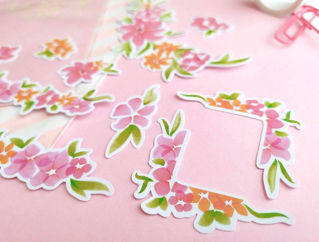 Watercolor Planner Stickers Set, Spring Floral Frames for Planners ...