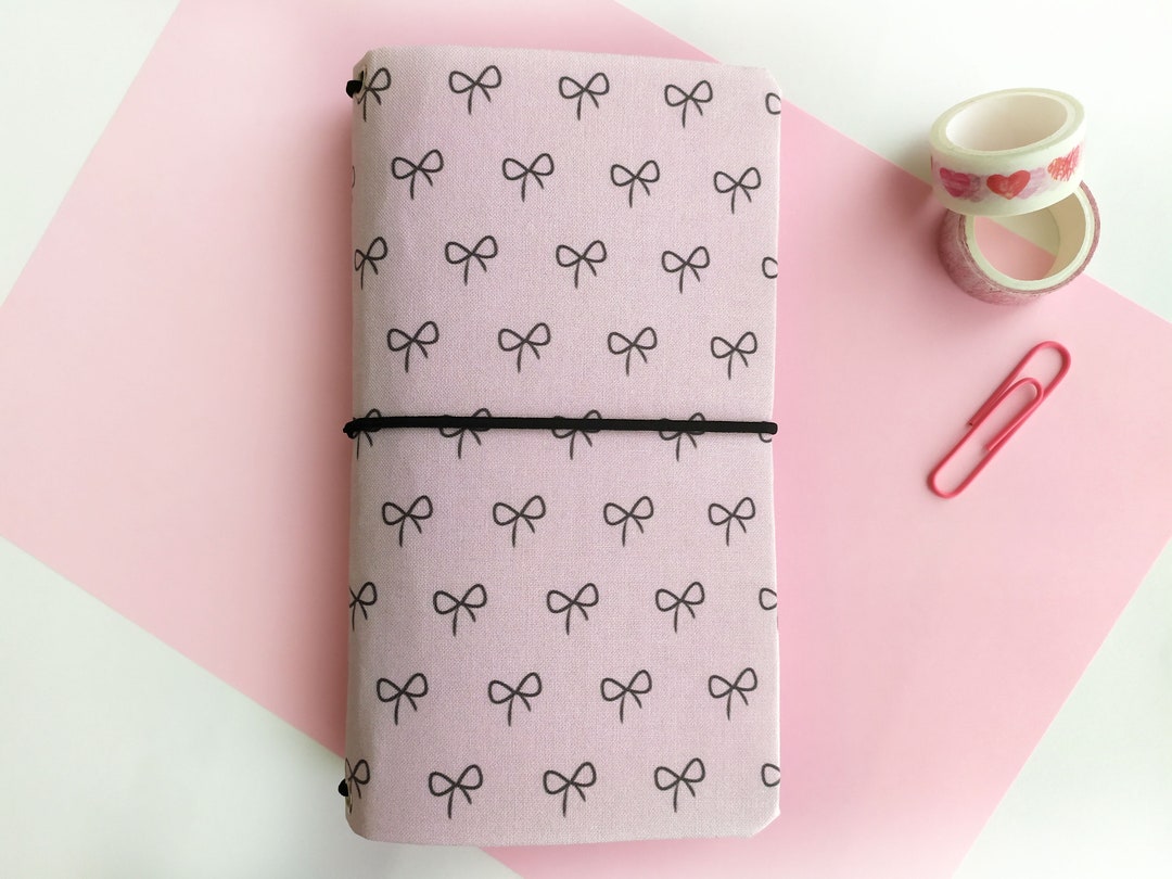 Refillable Planner Cover Blush Bows Fabric Journal Notebook Etsy Ireland