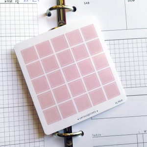 Adesivi Trasparenti Quadrati, Sticker Funzionali per Planner e Agende, Stile Minimal, 8 Colori Pastello