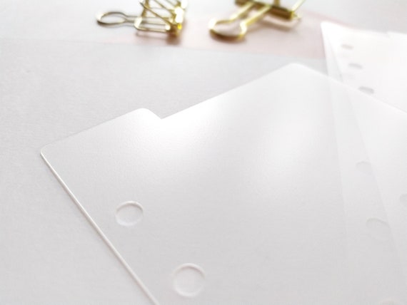 Custom Sized Frosted Planner Dividers with TOP tabs, for 6 Ring Planners and Discbound Binders