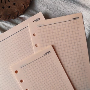 Inserti Notes STAMPATI Per Agende a 6 Anelli, Refill per Planner A5, Personal o Pocket in Carta Colorata Pesca, Fronte e Retro