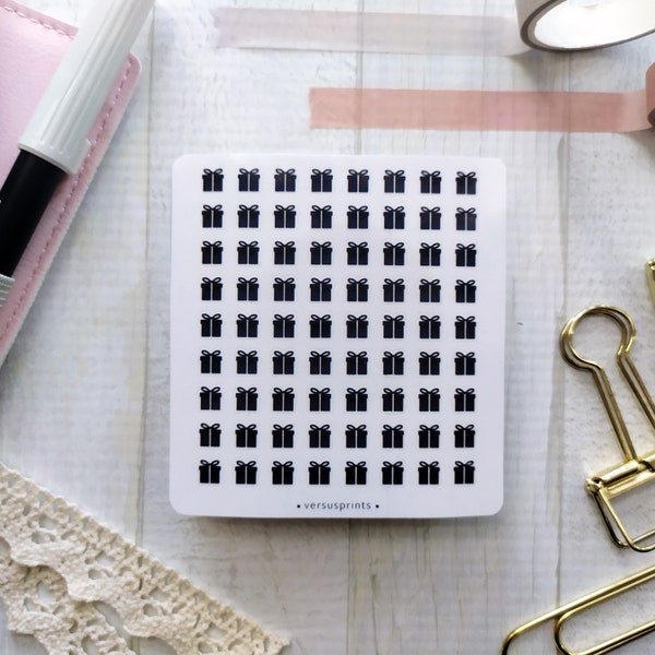 Clear Birthday Icon Stickers, 70+ Functional Transparent Planner Stickers, Mini Gift, Minimal Stationery