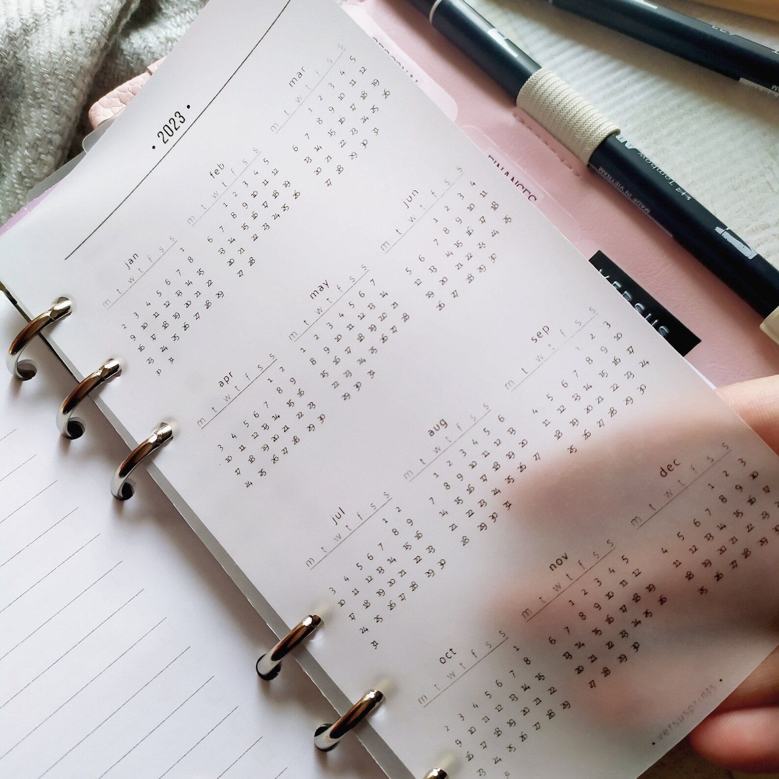 Vellum 2023 Dashboard Minimal Calendar Insert for Ring and Etsy