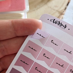 Wöchentliche Aufkleber, Mini Stundenplan Funktionale Planer Aufkleber, 9 Wochen, Rosa Farbpalette, Minimale Journaling Aufkleber
