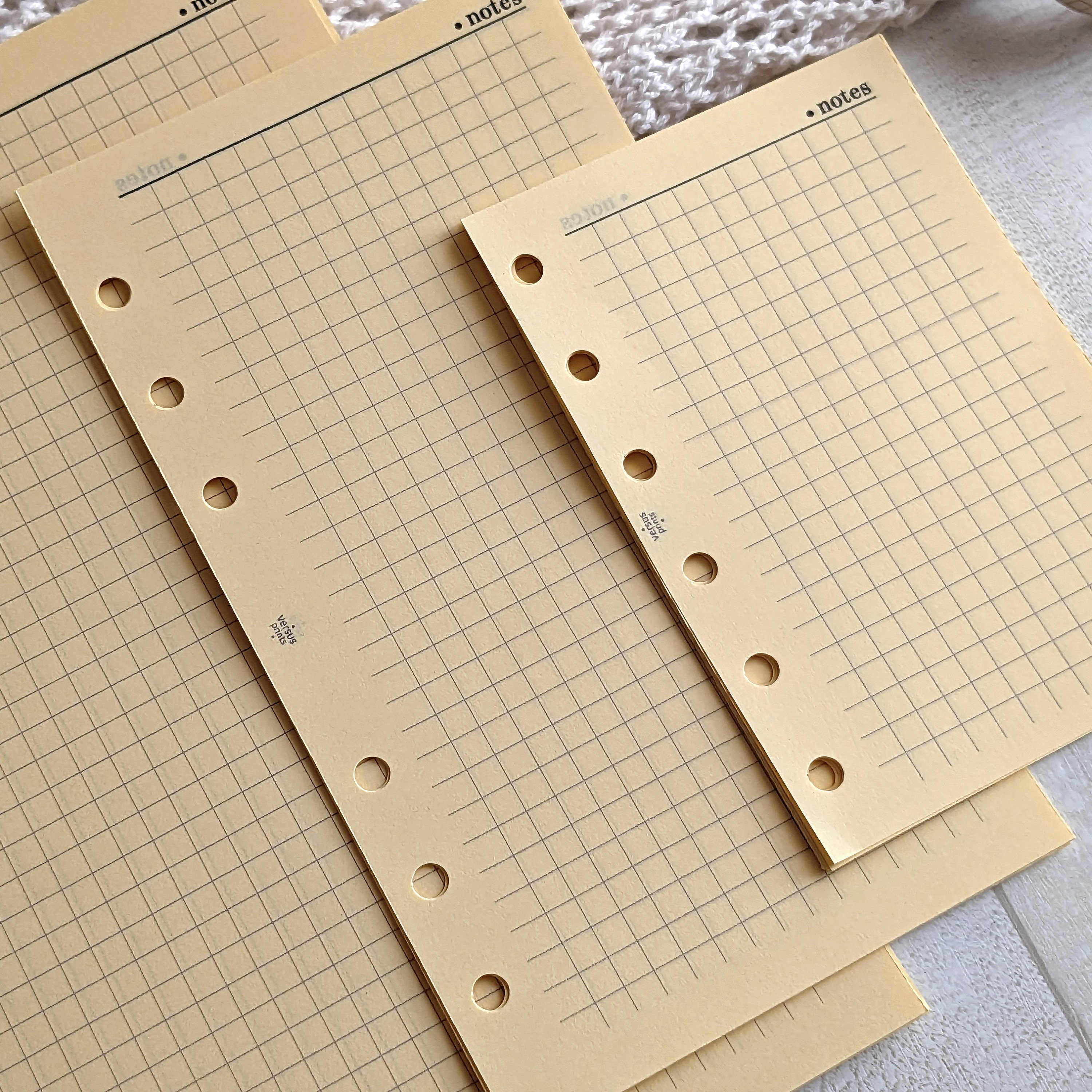 Refill Paper Notes PRINTED Notes Insert on Light Yellow / Cream Colored Paper, Lined or ...