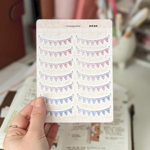 Pegatinas para planificador de fin de semana, encabezados semanales para llevar un diario durante 14 semanas, degradado de rosa pastel y azul