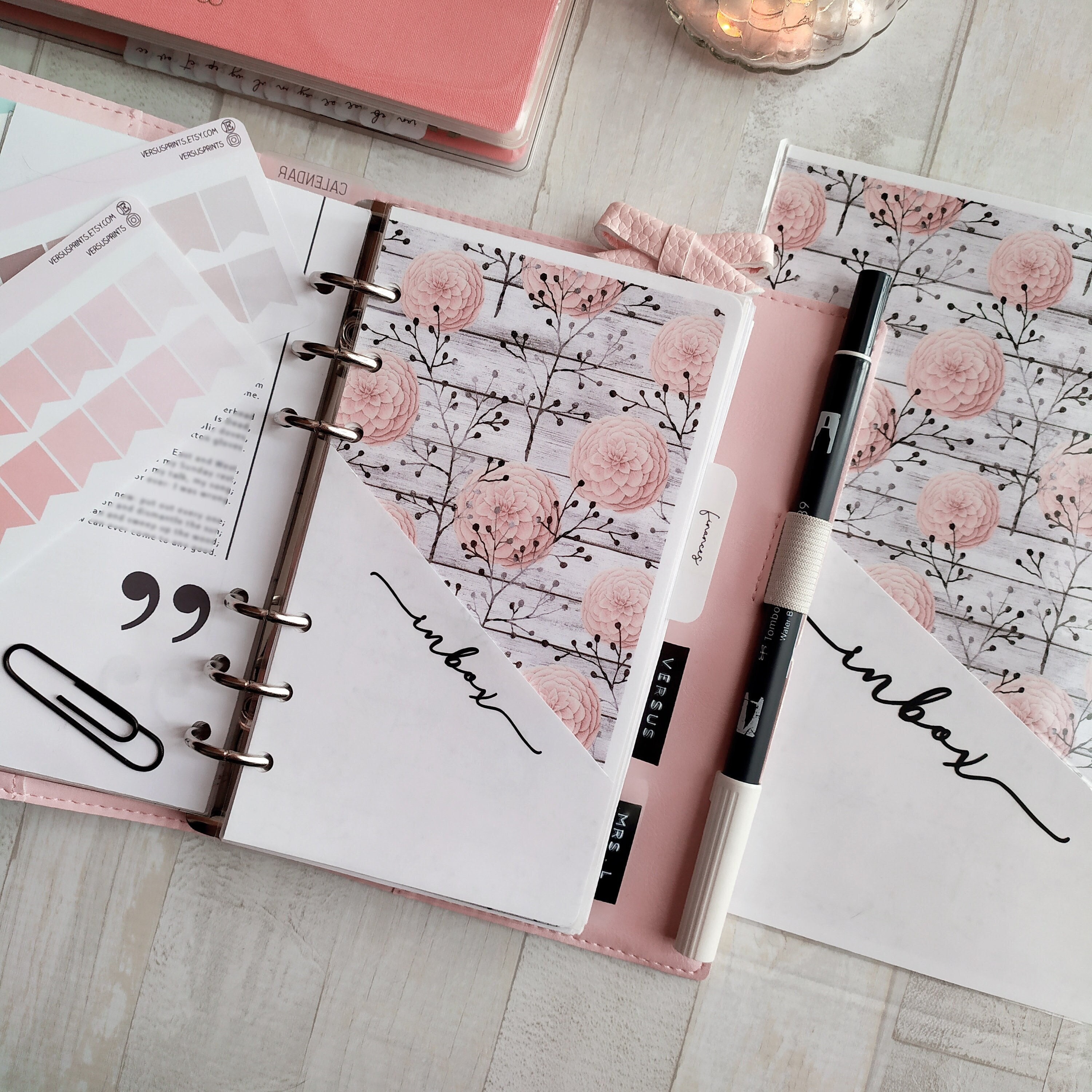 Planner Dashboard Rose Gold A5 A6 Personal and Pocket Size 