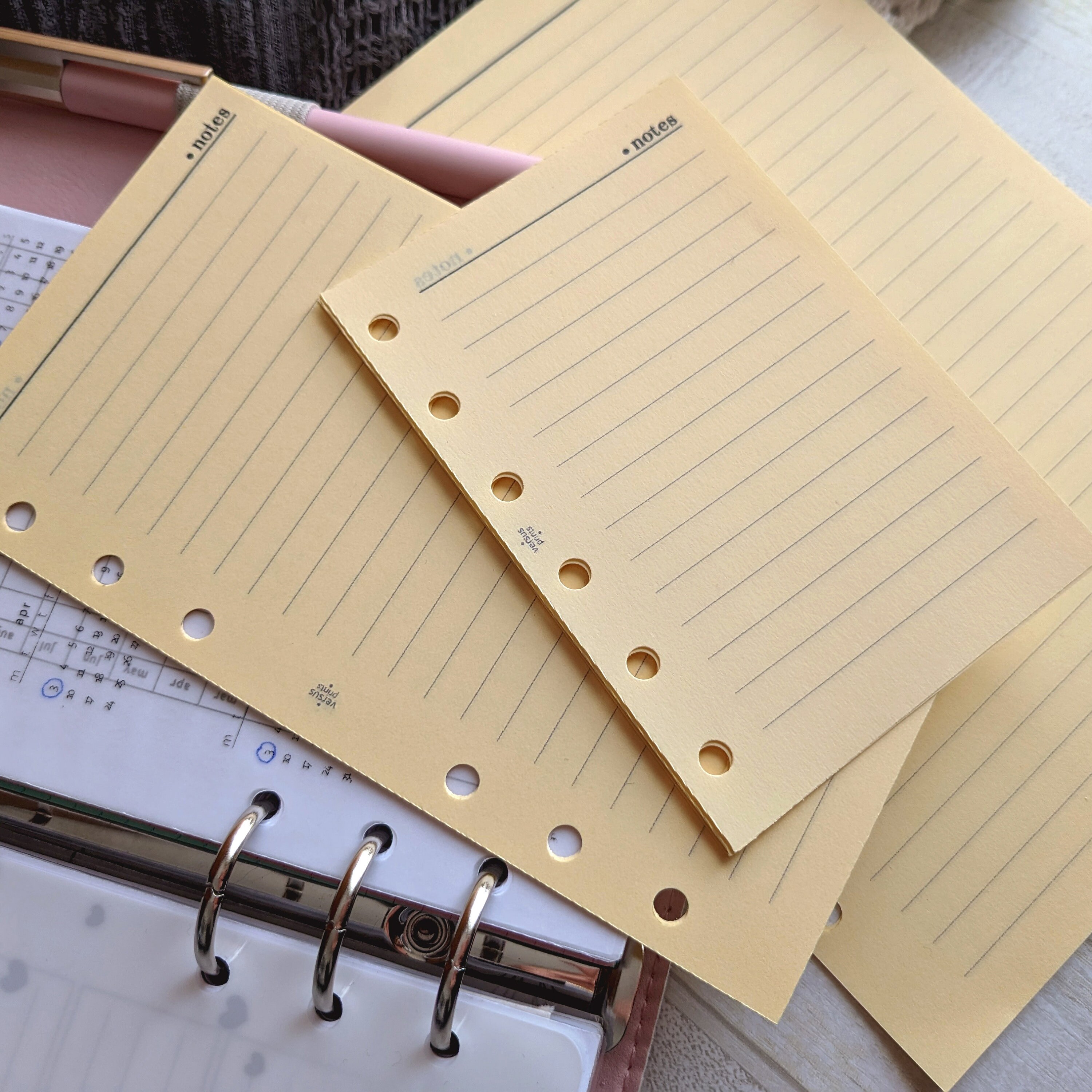 PRINTED Notes Insert on Light Yellow / Cream Colored Paper, Lined or ...