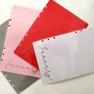 Intercalaires mensuels pour agendas pour bagues et disques, lot de 12 intercalaires laminés minimaux avec texte d'écriture en feuille d'or rose image 8