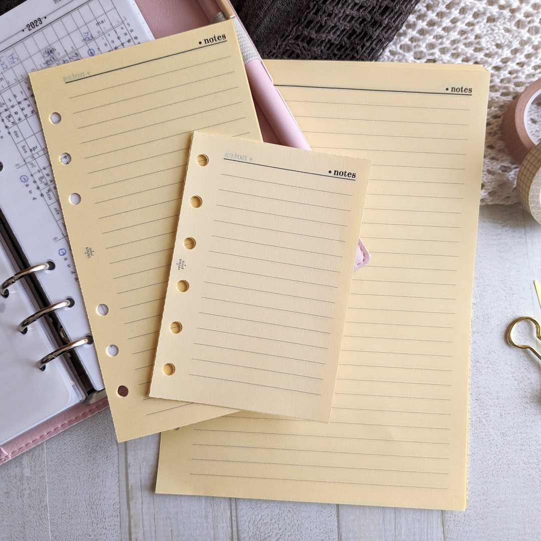 Note Paper For Inserts PRINTED Notes Insert on Light Yellow / Cream Colored Paper, Lined or ...