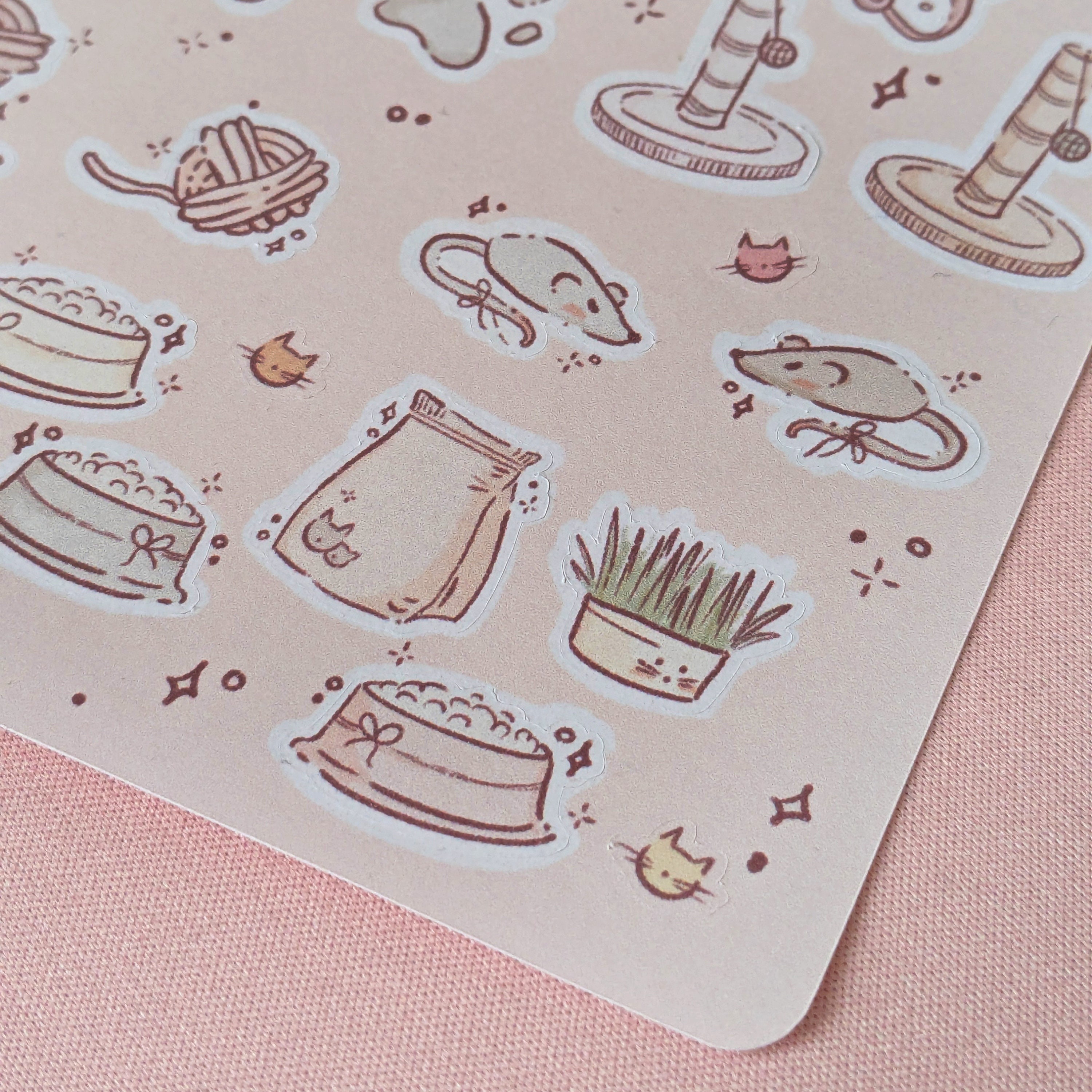 Pet Care Planner Sticker Sheet, Daily Cat Routine & Vet, Hand Drawn ...