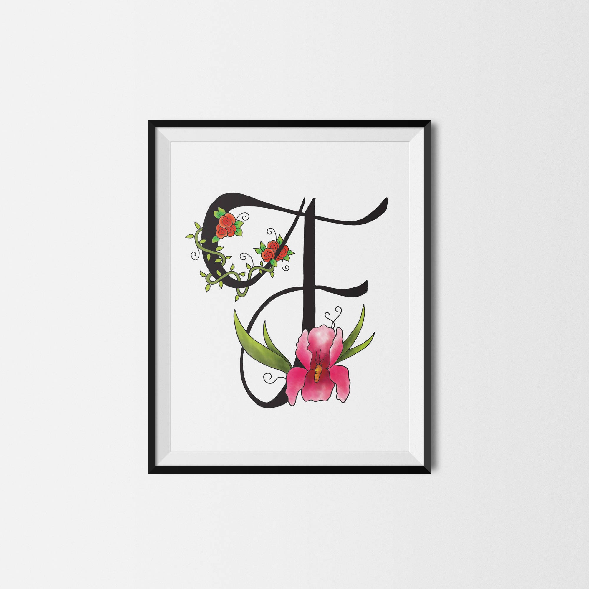 Digital Art & Collectibles Initial Wall Decor Nursery Initial Print