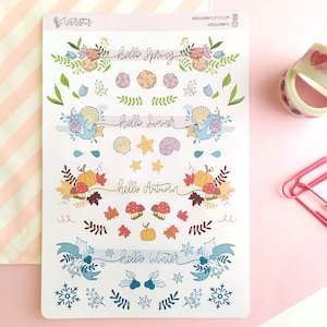 Adesivi per Agende e Planner, Sticker Stagionali, Adesivi Header e Sticker Decorativi, Adesivi Disegnati a Mano, Doodles
