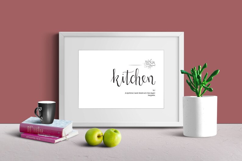 Printable word definition Kitchen word meaning calligraphy Etsy