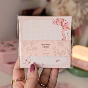 Block Notes Fiocchi e Fiori di Ciliegio, Fatto a Mano, A Quadretti, 50 Fogli