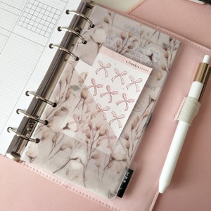 Bolsillo para tablero de instrumentos en papel vitela para agendas de anillas, tamaño A5, personal, tamaño A6, de bolsillo, diseño floral, almacenamiento de pegatinas para agendas
