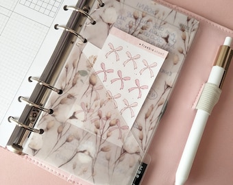 Dashboard Pocket In Vellum Paper For Ring Planners, A5, Personal, A6, Pocket Sizes, Floral Pattern, Planner Sticker Storage