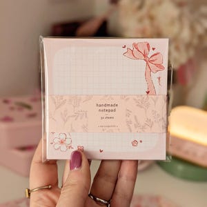 Block Notes Fiocchi e Fiori di Ciliegio, Fatto a Mano, A Quadretti, 50 Fogli