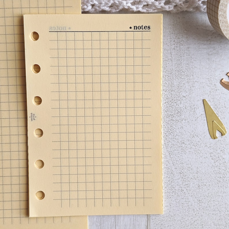 PRINTED Notes Insert on Light Yellow / Cream Colored Paper, Lined or ...