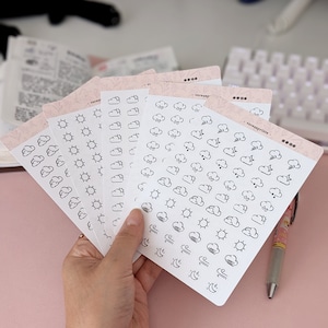 Adesivi Piccole Icone Meteo, Adatti a Tutti i Planner e Journal, PIanificazione Minimalista, Sticker Quotidiani