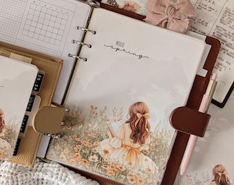 Hello Spring Planner Dashboard, zierliche und Vintage Stil laminierte Einlage für Ringplaner und 7, 8 und 9 Discbound Ordner