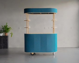 Mobile Cart, Pop Up Bar Cart, Modern food + beverage Cart, Mall Kiosk, Vendor Collapsible Beverage Snack Popcorn Champagne bar Vendor Cart