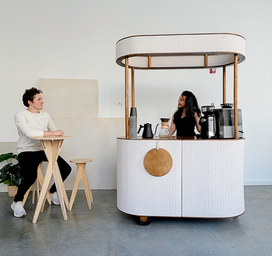 Mobile Coffee Cart, Pop up Bar Cart, Modern Food Beverage Cart, Mall Kiosk, Vendor Collapsible