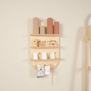 POP Peg Board Arched Modern Wood Display Pop Up Market Retail Shelf Stand for Stores, Expos image 7