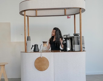 Mobile Recreation Merchandise Stand & Coffee Cart Guest Services Kiosk, Pop Up Bar Cart, Modern food + beverage Cart, Mall Kiosk, Vendor