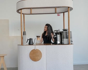 Mobile Coffee Cart, Pop Up Bar Cart, Modern food + beverage Cart, Mall Kiosk, Vendor Collapsible Beverage Bar- Made to Order Units