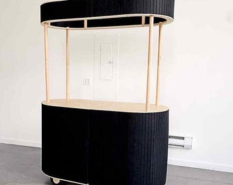 Collapsible Guest Services Stand Cabinet Custom Mobile Cart Pop Up Kiosk Cart Modern Brand Activation Promotional Event Marketing