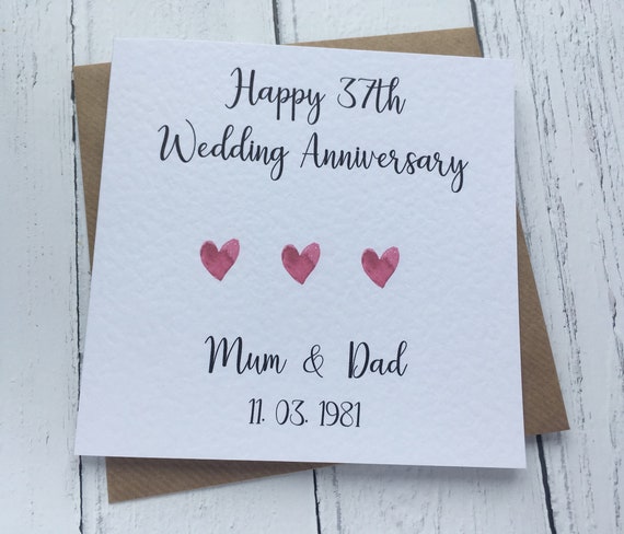 Personalised Wedding Anniversary Card To Parents Etsy