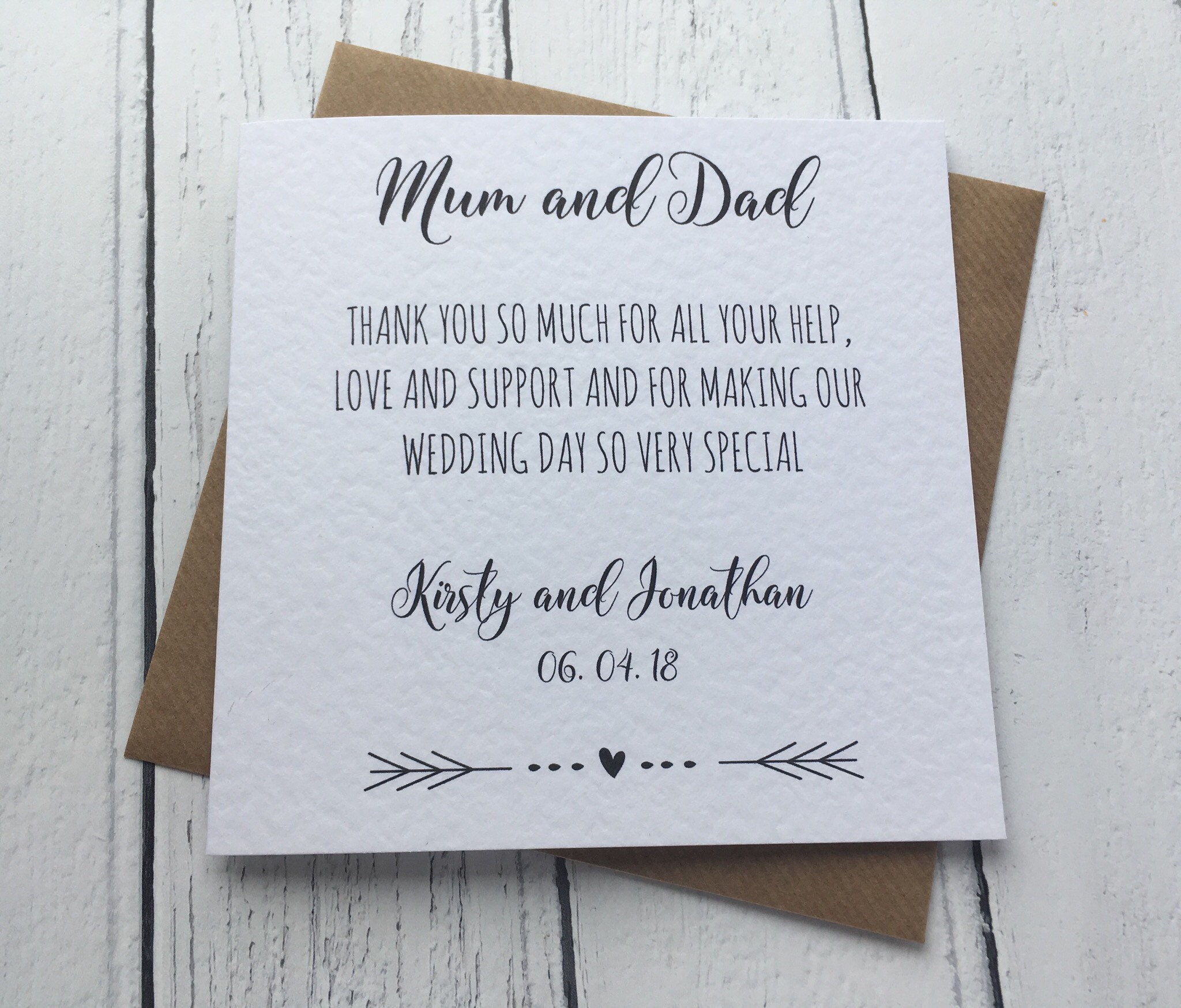 Personalised Simple Wedding Day Thank You Card Mum and Dad Etsy UK