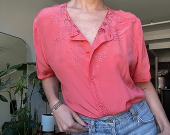 Blusa in seta color salmone